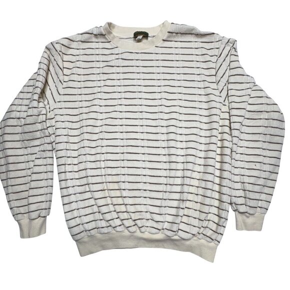 Vintage Other - Vintage Striped Crewneck Sweater Men's XXL Beige Brown Cotton Poly  Grandpa